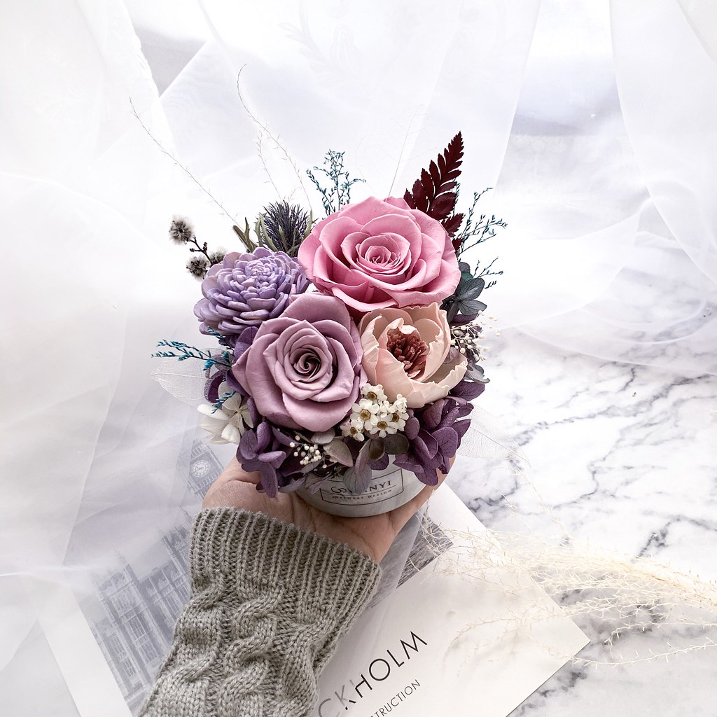 玫瑰仙子盆花  入厝盆花 乾燥花 永生花 升遷盆花 開幕盆花 送禮 - 盆栽/植栽 - 植物．花 紅色