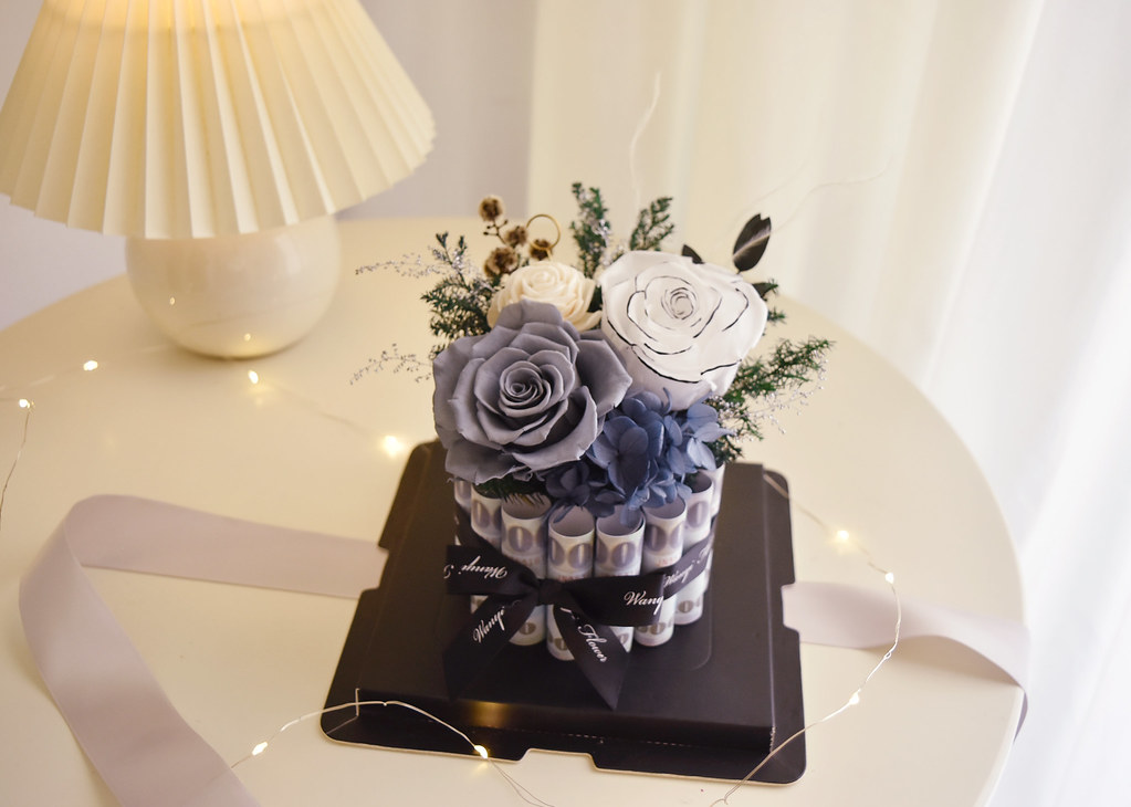 有錢花蛋糕禮盒 永生花 乾燥花 新年紅包 情人節 生日 母親節 - 乾燥花/永生花 - 植物．花 紅色