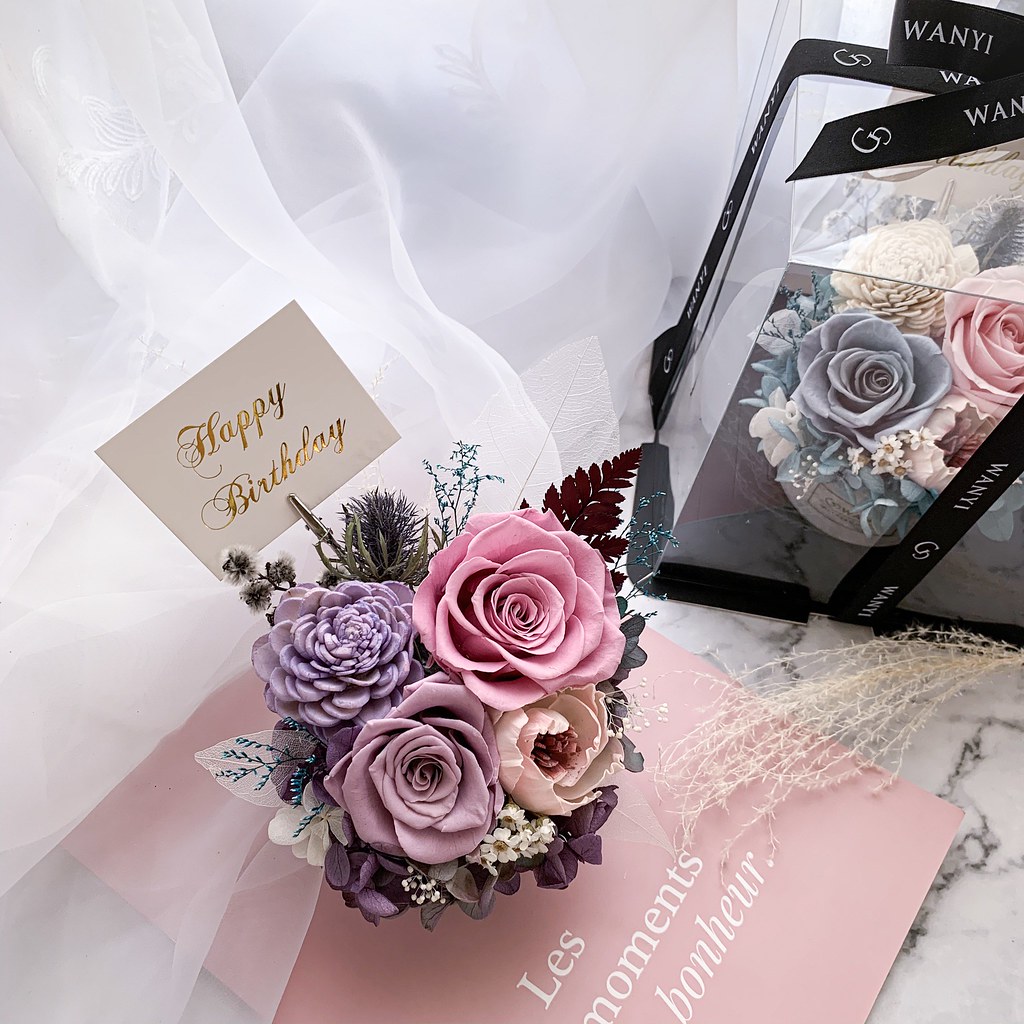 玫瑰仙子盆花  入厝盆花 乾燥花 永生花 升遷盆花 開幕盆花 送禮 - 盆栽/植栽 - 植物．花 紅色