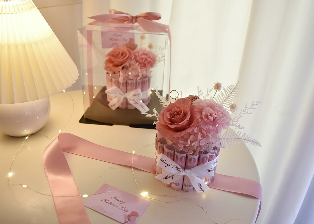 有錢花蛋糕禮盒 永生花 乾燥花 新年紅包 情人節 生日 母親節 - 乾燥花/永生花 - 植物．花 紅色