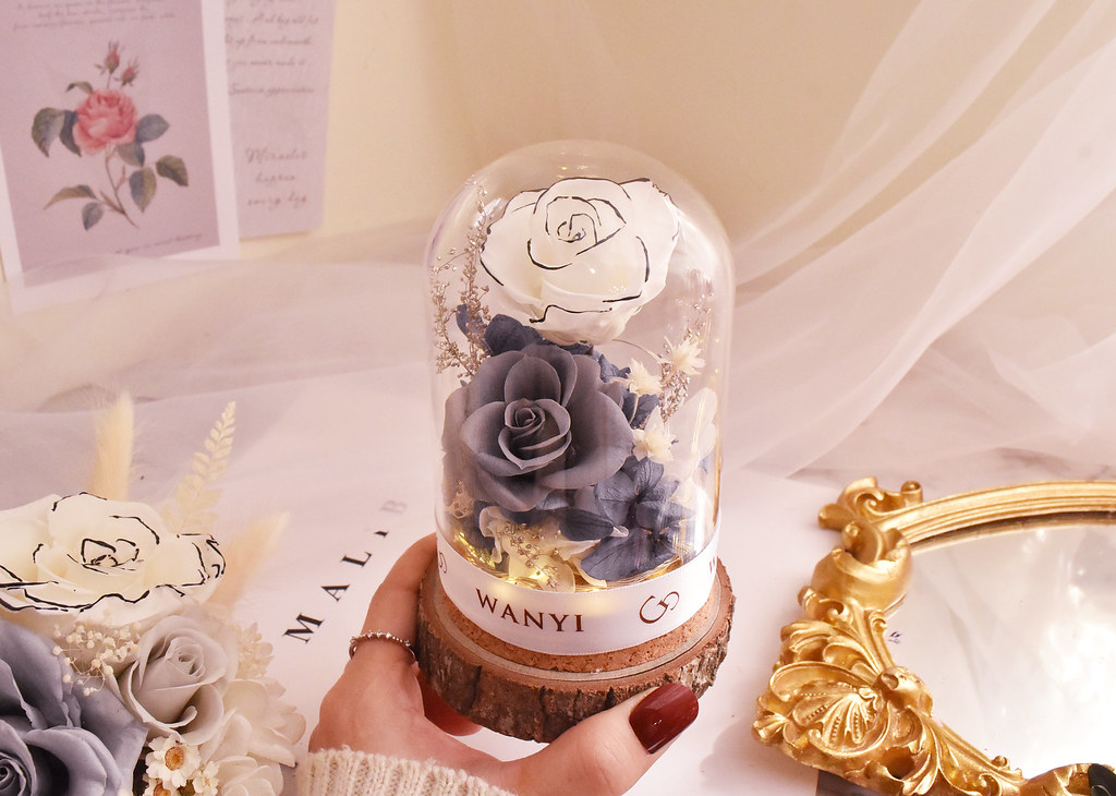 玫瑰花/康乃馨玻璃罩  乾燥花 永生花 夜燈 婚禮 母親節禮物 畢業 - 乾燥花/永生花 - 植物．花 多色