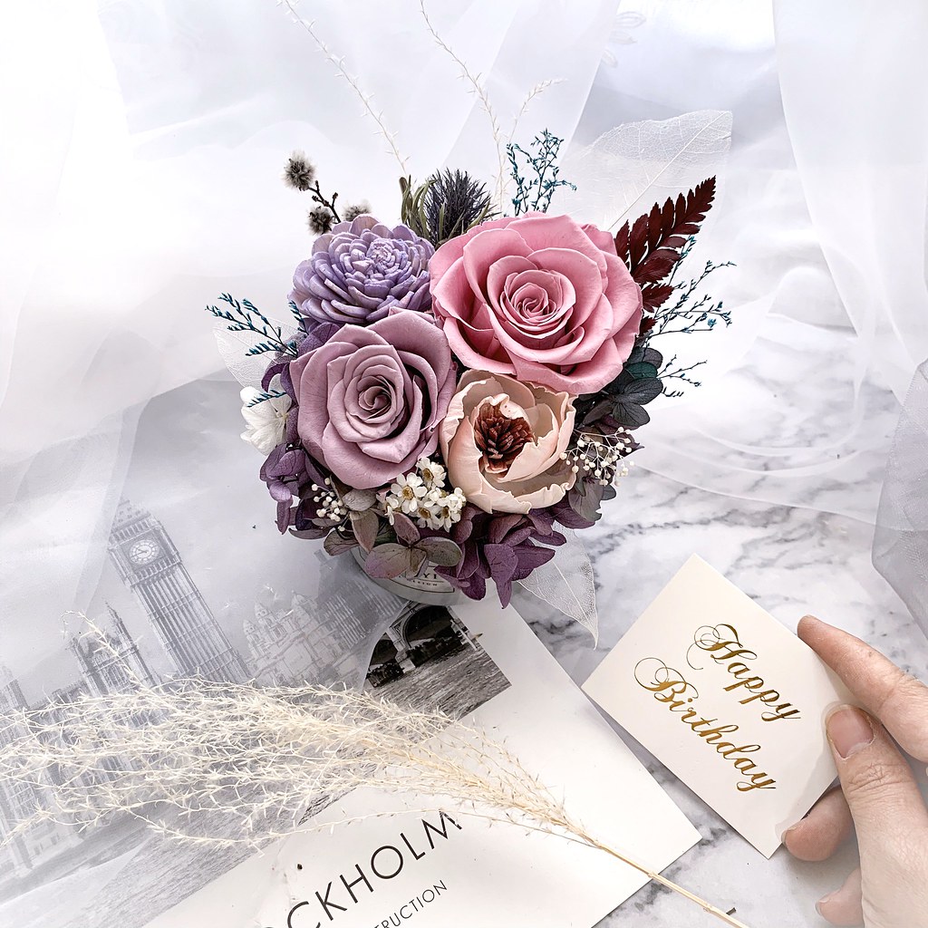 玫瑰仙子盆花  入厝盆花 乾燥花 永生花 升遷盆花 開幕盆花 送禮 - 盆栽/植栽 - 植物．花 紅色