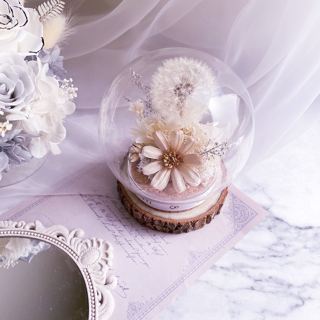 純白蒲公英魔法球(多色) 乾燥花 永生花 客製化禮物 聖誕禮盒 - 乾燥花/永生花 - 植物．花 白色