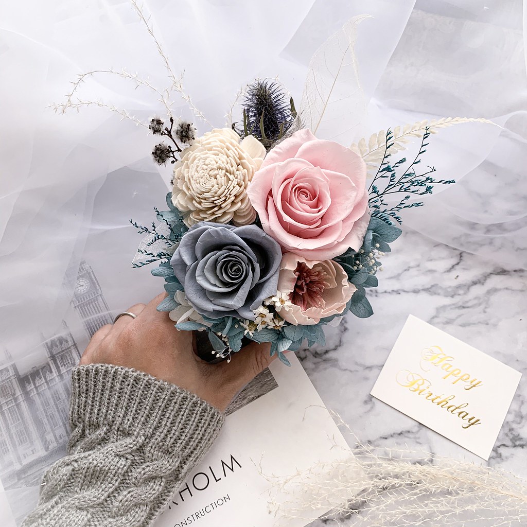 玫瑰仙子盆花  入厝盆花 乾燥花 永生花 升遷盆花 開幕盆花 送禮 - 盆栽/植栽 - 植物．花 紅色