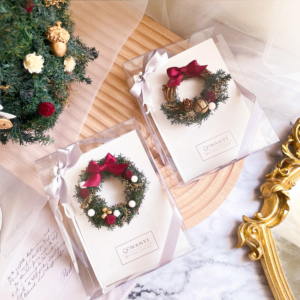 聖誕樹 聖誕花圈   乾燥花卡片 聖誕節 新春 麋鹿卡片 聖誕禮物 - 卡片/明信片 - 植物．花 紅色