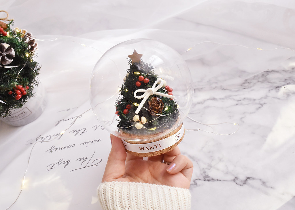 魔法球聖誕樹玻璃罩 永生花 乾燥花 聖誕節  附聖誕包裝 交換禮物 - 燈具/燈飾 - 植物．花 綠色