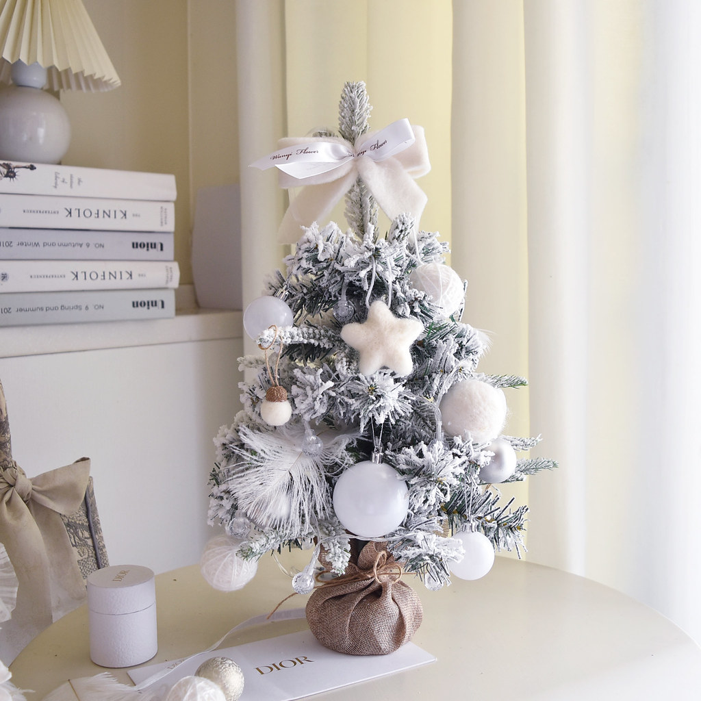 雪白聖誕樹DIY材料包 聖誕節 附聖誕包裝 交換禮物 聖誕禮物聖誕 - 花藝/盆栽/植栽 - 其他材質 白色