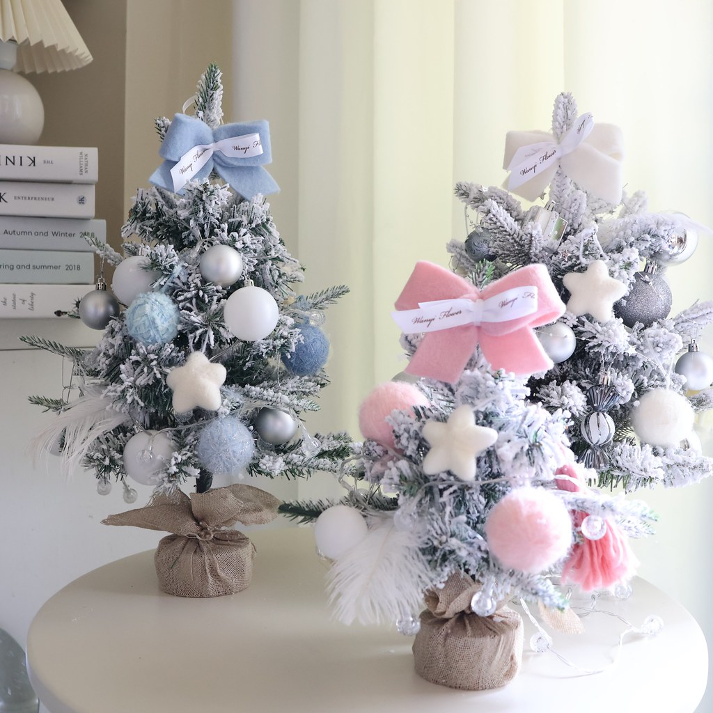 雪白聖誕樹DIY材料包 聖誕節 附聖誕包裝 交換禮物 聖誕禮物聖誕 - 花藝/盆栽/植栽 - 其他材質 白色