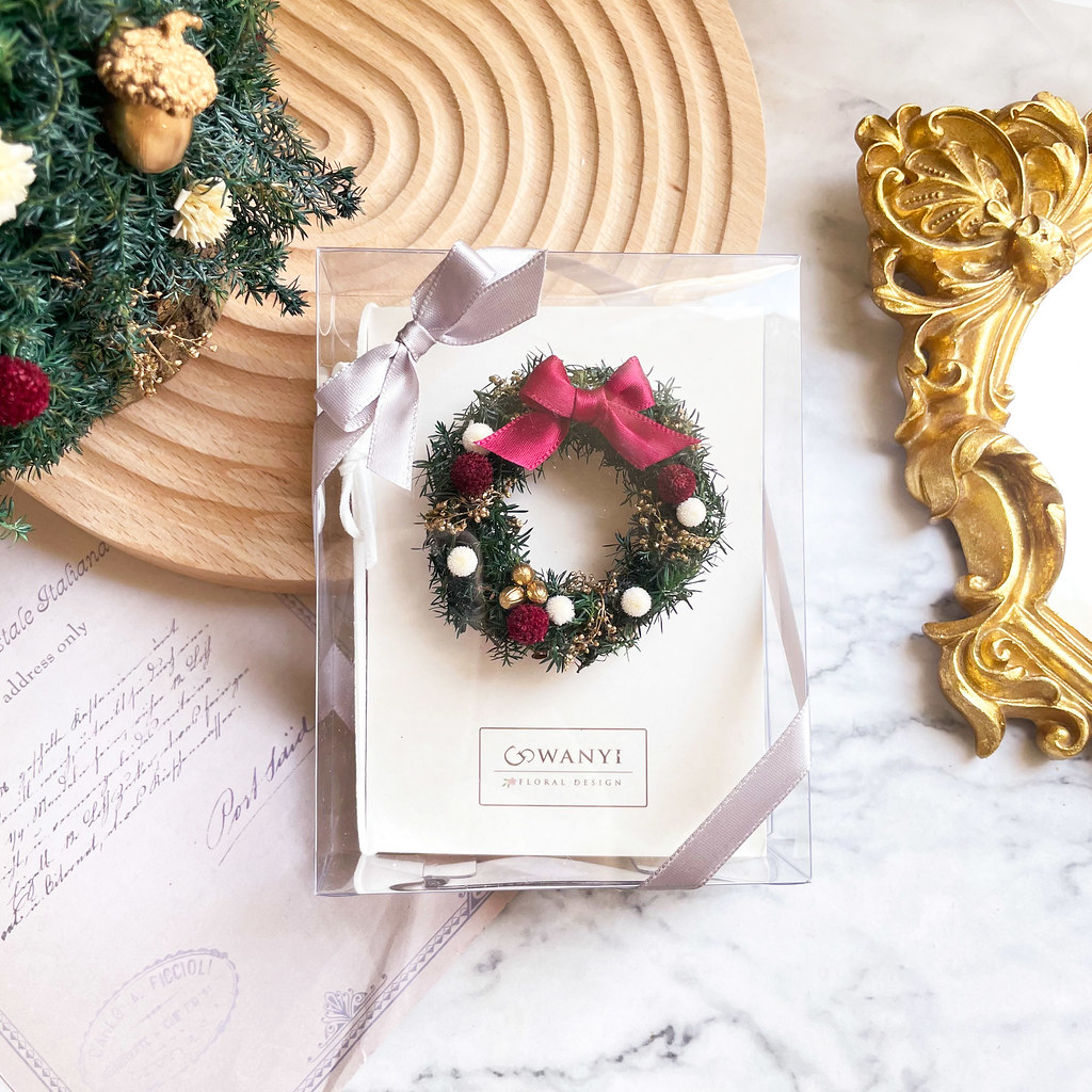 聖誕樹 聖誕花圈   乾燥花卡片 聖誕節 新春 麋鹿卡片 聖誕禮物 - 卡片/明信片 - 植物．花 紅色