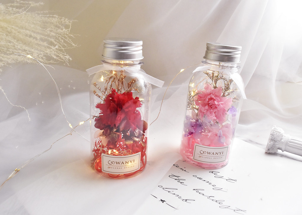 向日葵畢業小花罐 畢業禮物 永生花  乾燥花 向日葵 小夜燈康乃馨 - 乾燥花/永生花 - 植物．花 紅色