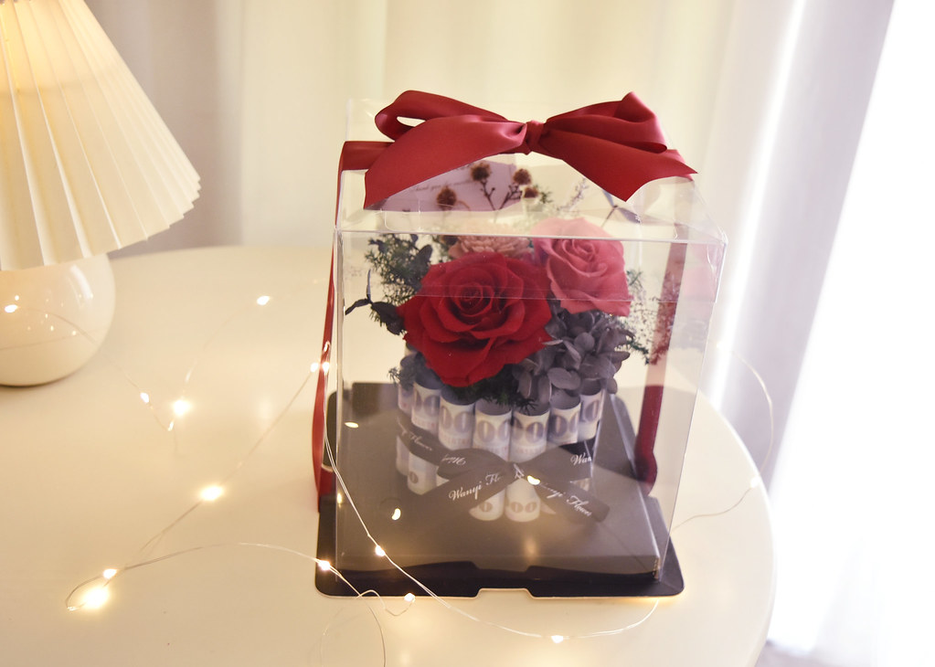 有錢花蛋糕禮盒 永生花 乾燥花 新年紅包 情人節 生日 母親節 - 乾燥花/永生花 - 植物．花 紅色