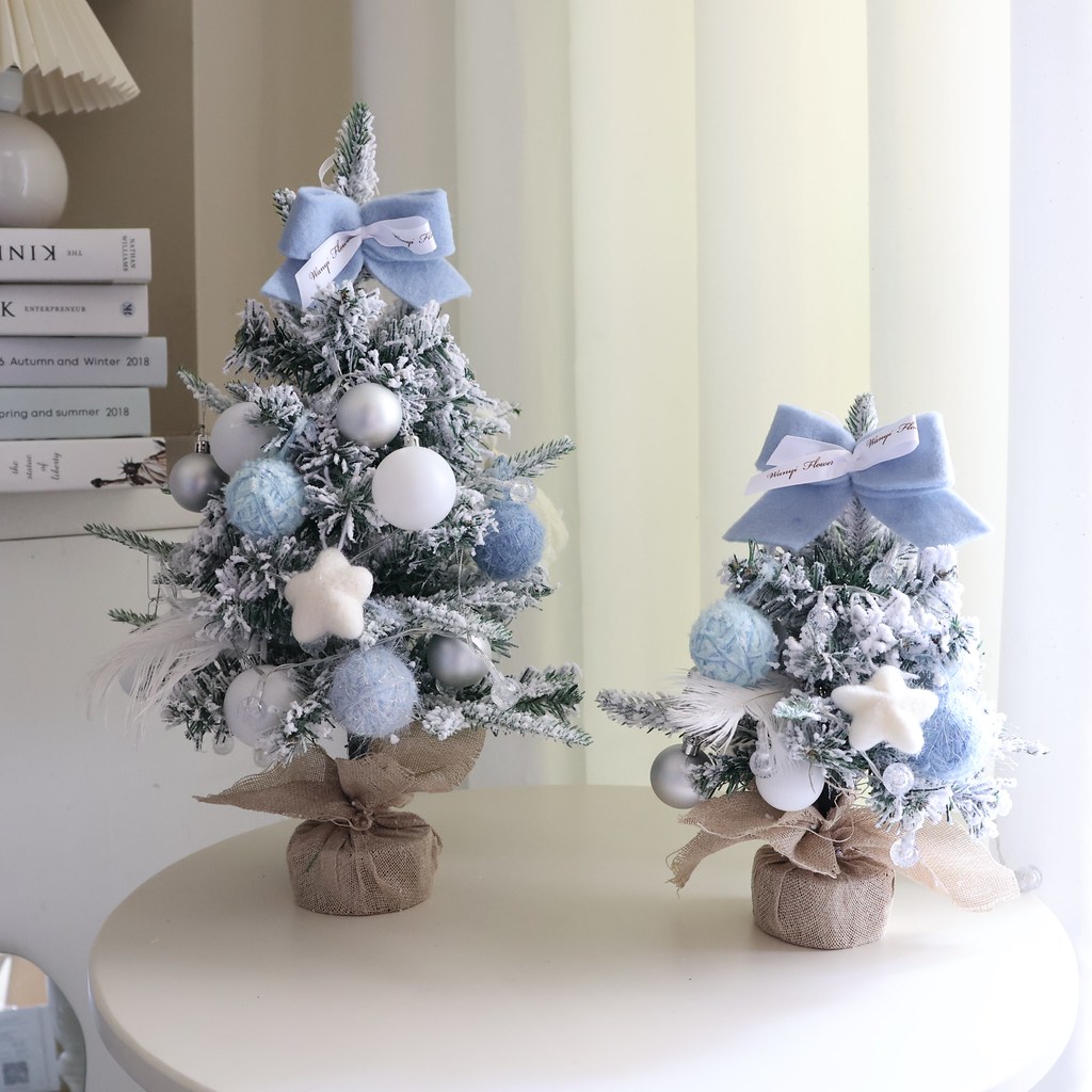 雪白聖誕樹DIY材料包 聖誕節 附聖誕包裝 交換禮物 聖誕禮物聖誕 - 花藝/盆栽/植栽 - 其他材質 白色