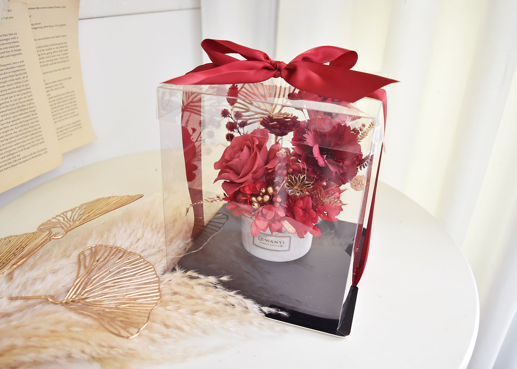 玫瑰仙子盆花  入厝盆花 乾燥花 永生花 升遷盆花 開幕盆花 送禮 - 盆栽/植栽 - 植物．花 紅色