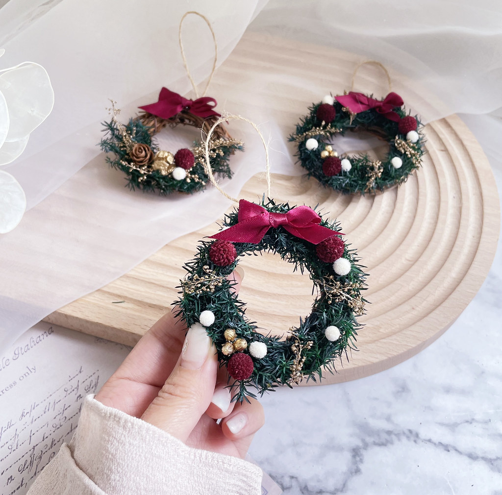 聖誕樹 聖誕花圈   乾燥花卡片 聖誕節 新春 麋鹿卡片 聖誕禮物 - 卡片/明信片 - 植物．花 紅色