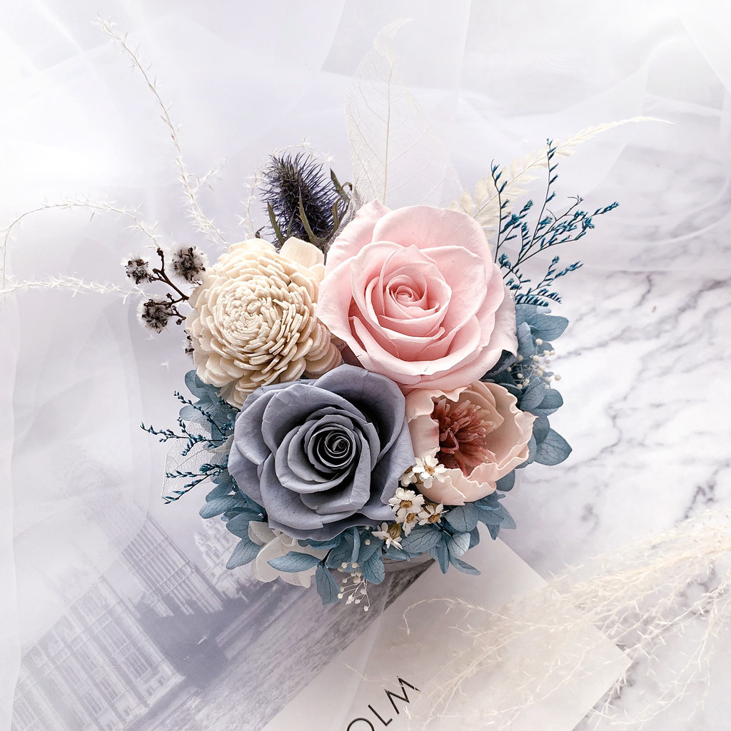 玫瑰仙子盆花  入厝盆花 乾燥花 永生花 升遷盆花 開幕盆花 送禮 - 盆栽/植栽 - 植物．花 紅色