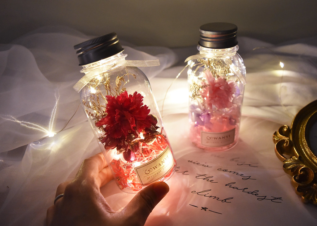 向日葵畢業小花罐 畢業禮物 永生花  乾燥花 向日葵 小夜燈康乃馨 - 乾燥花/永生花 - 植物．花 紅色